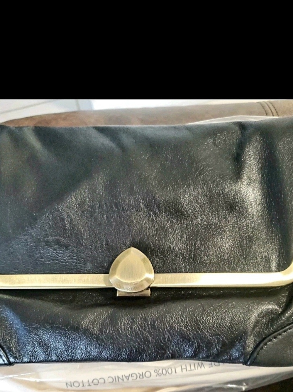 Kate Landry Black Clutch with Gold-Tone Trim